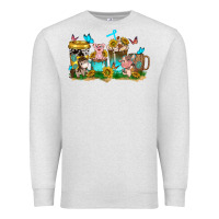 Oatmeal Heather farm cute animals with sunflower coffee cups Premium Sweatshirt - NancyCooperArtShop