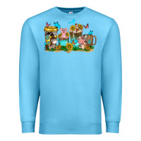 Ocean Blue farm cute animals with sunflower coffee cups Premium Sweatshirt - NancyCooperArtShop