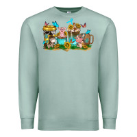 Seafoam farm cute animals with sunflower coffee cups Premium Sweatshirt - NancyCooperArtShop