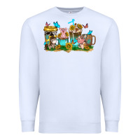 White farm cute animals with sunflower coffee cups Premium Sweatshirt - NancyCooperArtShop