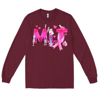 Burgundy Medical Laboratory Technician Breast Cancer Long Sleeve Tee - texasbilliewilder