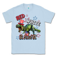 Dusty Blue Red white rawr 4th of July Classic Tee - CowGirlArtShop
