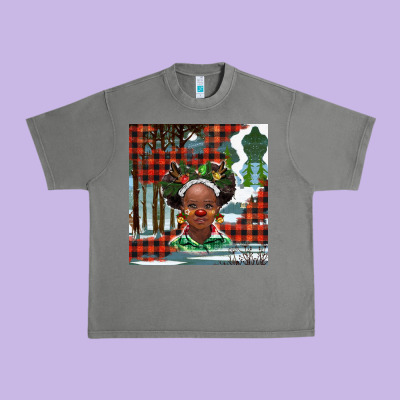 Christmas African Girl Urban Heavy Tee Designed By Barkaloodesign