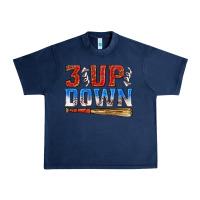Navy 3 up 3 down baseball Urban Heavy Tee - texasbilliewilder