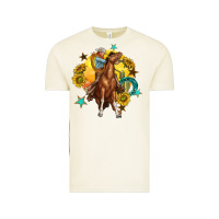 Vintage Arctic bucking horse with cowboy and sunflower Vintage Tee - texasbilliewilder