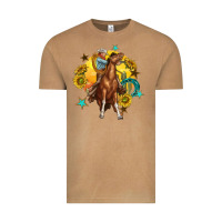 Vintage Camel bucking horse with cowboy and sunflower Vintage Tee - texasbilliewilder