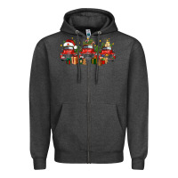 Charcoal Heather christmas trucks Zipper Hoodie - FaDigitalArtStudio