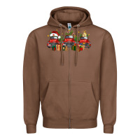 Chestnut christmas trucks Zipper Hoodie - FaDigitalArtStudio