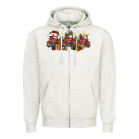 Oatmeal Heather christmas trucks Zipper Hoodie - FaDigitalArtStudio
