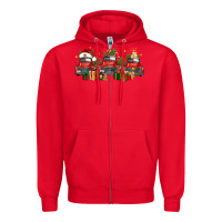 Red christmas trucks Zipper Hoodie - FaDigitalArtStudio