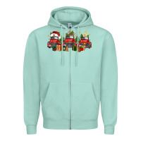 Seafoam christmas trucks Zipper Hoodie - FaDigitalArtStudio