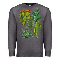 Charcoal Heather watercolor cactus bundle preview Premium Sweatshirt - BarkalooDesign