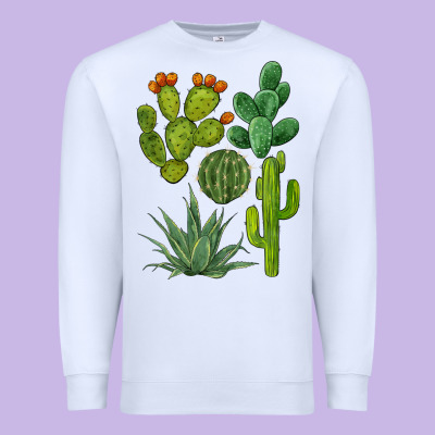 Watercolor Cactus Bundle Preview Premium Sweatshirt Designed By Barkaloodesign
