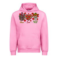 Fuchsia Pink Peace Love Dia De Los Muertos Urban Hoodie - BundleAndBundleShop