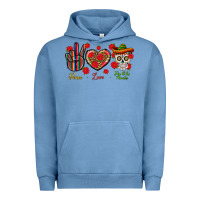 Pigment Pebble Blue Peace Love Dia De Los Muertos Urban Hoodie - BundleAndBundleShop