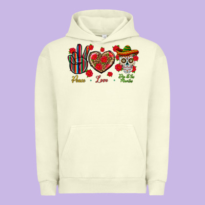 Peace Love Dia De Los Muertos Urban Hoodie Designed By Bundleandbundleshop