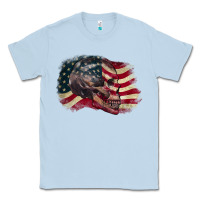 Dusty Blue Red white rawr 4th of July Classic Tee - CowGirlArtShop