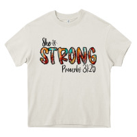 Cream she is strong provebs Heavy Core Tee - CowhideDigitalArt