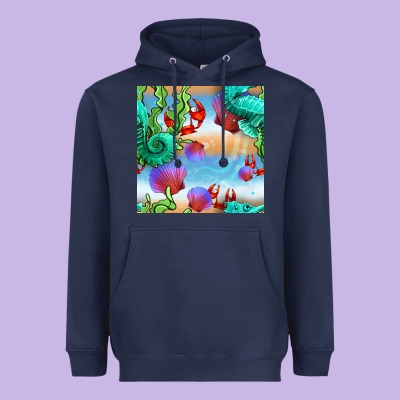 Seahorse And Beach Heavyweight Hoodie Designed By Bundleandbundleshop