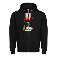 Black christmas wine glass Zipper Hoodie - FaDigitalArtStudio