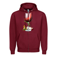Burgundy christmas wine glass Zipper Hoodie - FaDigitalArtStudio