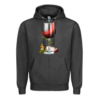 Charcoal Heather christmas wine glass Zipper Hoodie - FaDigitalArtStudio