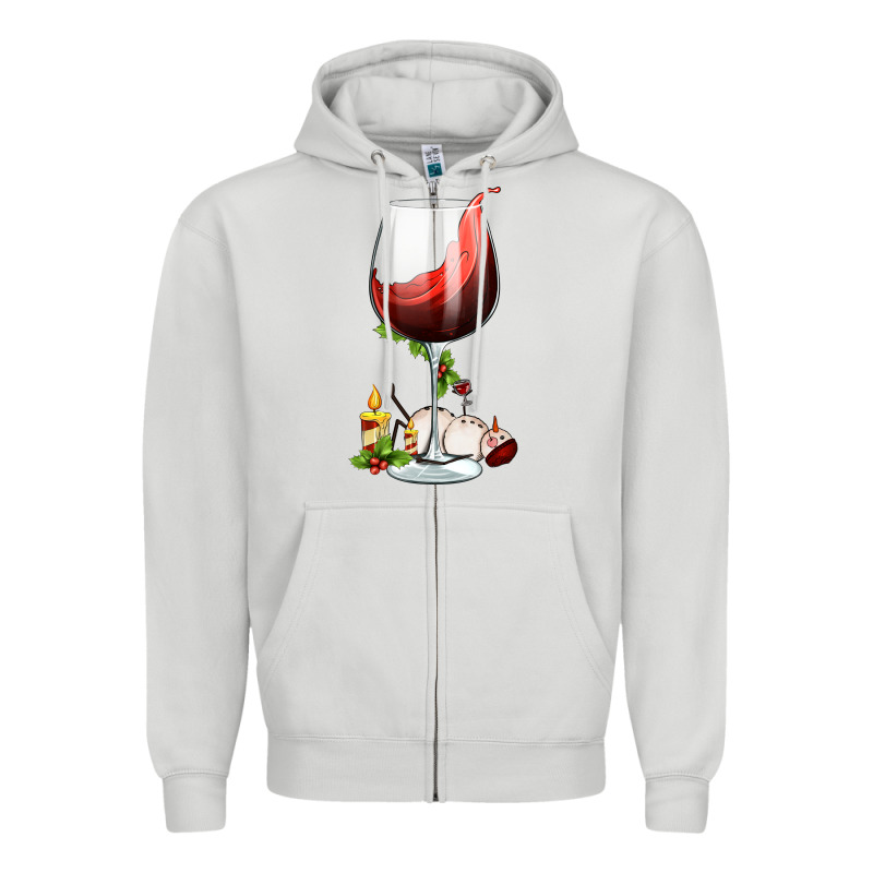 Christmas Wine Glass Zipper Hoodie by FaDigitalArtStudio | Teevron