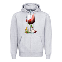 Heather Grey christmas wine glass Zipper Hoodie - FaDigitalArtStudio