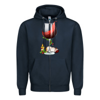 Navy christmas wine glass Zipper Hoodie - FaDigitalArtStudio