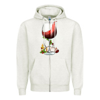 Oatmeal Heather christmas wine glass Zipper Hoodie - FaDigitalArtStudio