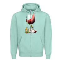Seafoam christmas wine glass Zipper Hoodie - FaDigitalArtStudio