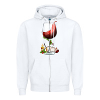 White christmas wine glass Zipper Hoodie - FaDigitalArtStudio