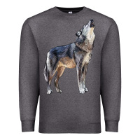Charcoal Heather wolf Premium Sweatshirt - LillyAllenDesigns