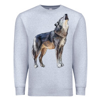 Heather Grey wolf Premium Sweatshirt - LillyAllenDesigns