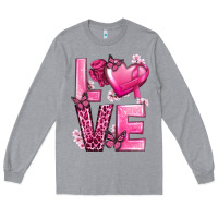Heather Grey Love Cancer with Heart Long Sleeve Tee - texasbilliewilder