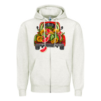 Oatmeal Heather watermelon and truck Zipper Hoodie - HRA Design Shop