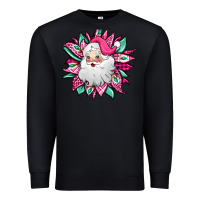 Black pink Christmas Santa Claus sunflower Premium Sweatshirt - Jasminsmagicworld