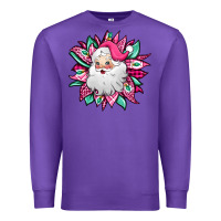 Pink Christmas Santa Claus Sunflower Premium Sweatshirt | Teevron