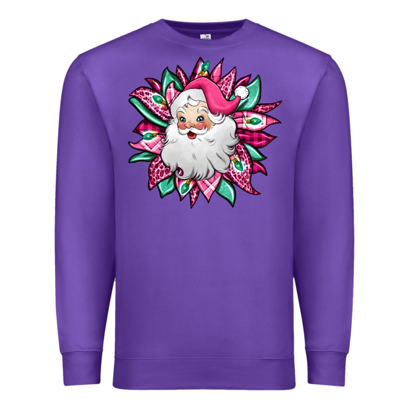 Pink Christmas Santa Claus Sunflower Premium Sweatshirt by Jasminsmagicworld | Teevron