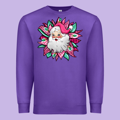 Pink Christmas Santa Claus Sunflower Premium Sweatshirt Designed By Jasminsmagicworld