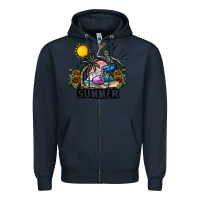 Navy hello summer Zipper Hoodie - CowhideDigitalArt