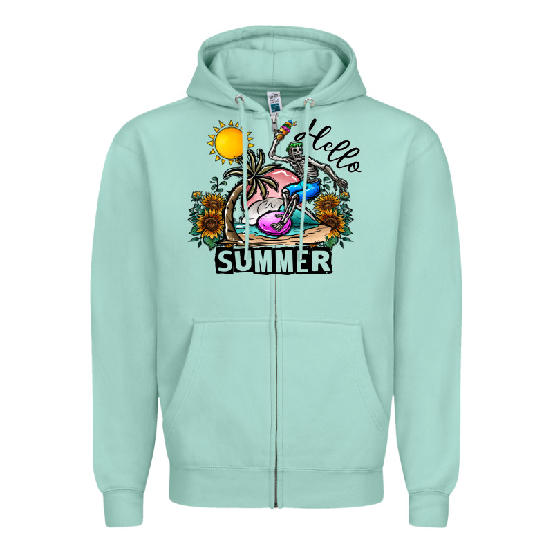 Hello Summer Zipper Hoodie by CowhideDigitalArt | Teevron