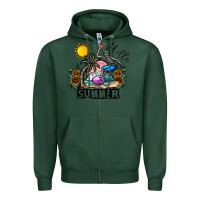 Sports Green hello summer Zipper Hoodie - CowhideDigitalArt