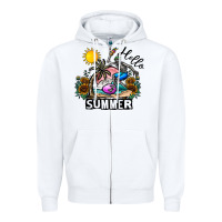 White hello summer Zipper Hoodie - CowhideDigitalArt