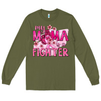 Army Green My Mama Is a Fighter with Ribbon Long Sleeve Tee - texasbilliewilder