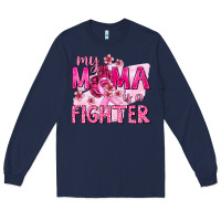 Navy My Mama Is a Fighter with Ribbon Long Sleeve Tee - texasbilliewilder