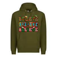 Army Green believe believe believe Premium Hoodie - AdoDesignShop