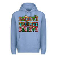 Colony Blue believe believe believe Premium Hoodie - AdoDesignShop