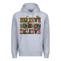 Heather Grey believe believe believe Premium Hoodie - AdoDesignShop