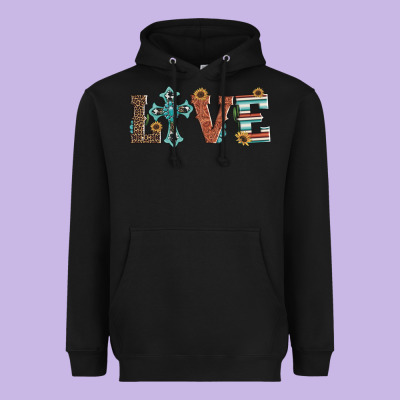 Western Love With Cross Heavyweight Hoodie Designed By Artiststas